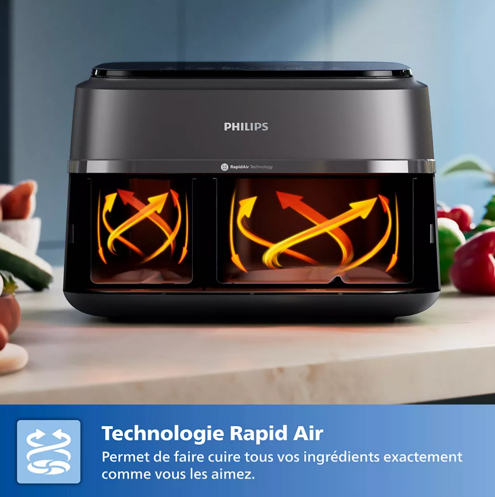 PHILIPS Airfryer Serie 3000 Doble Cubeta 9L
