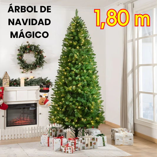 Árbol de Navidad denso, preiluminado y listo para brillar en pocos minutos