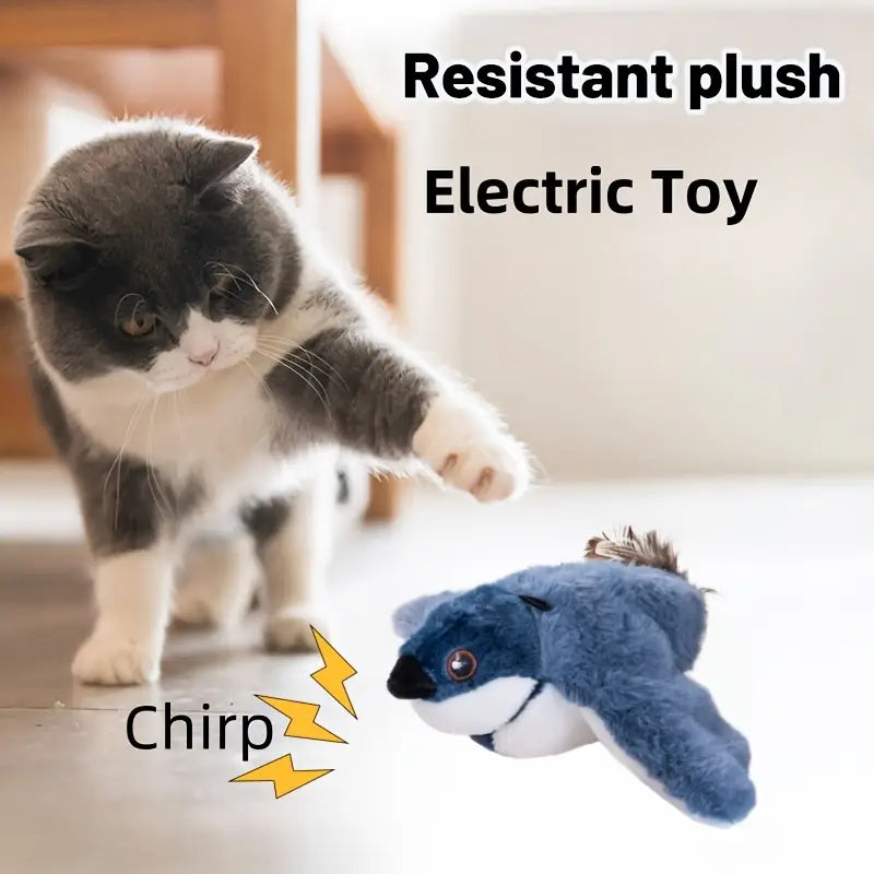 Pájaro interactivo para gatos – Sonidos realistas y alas que baten