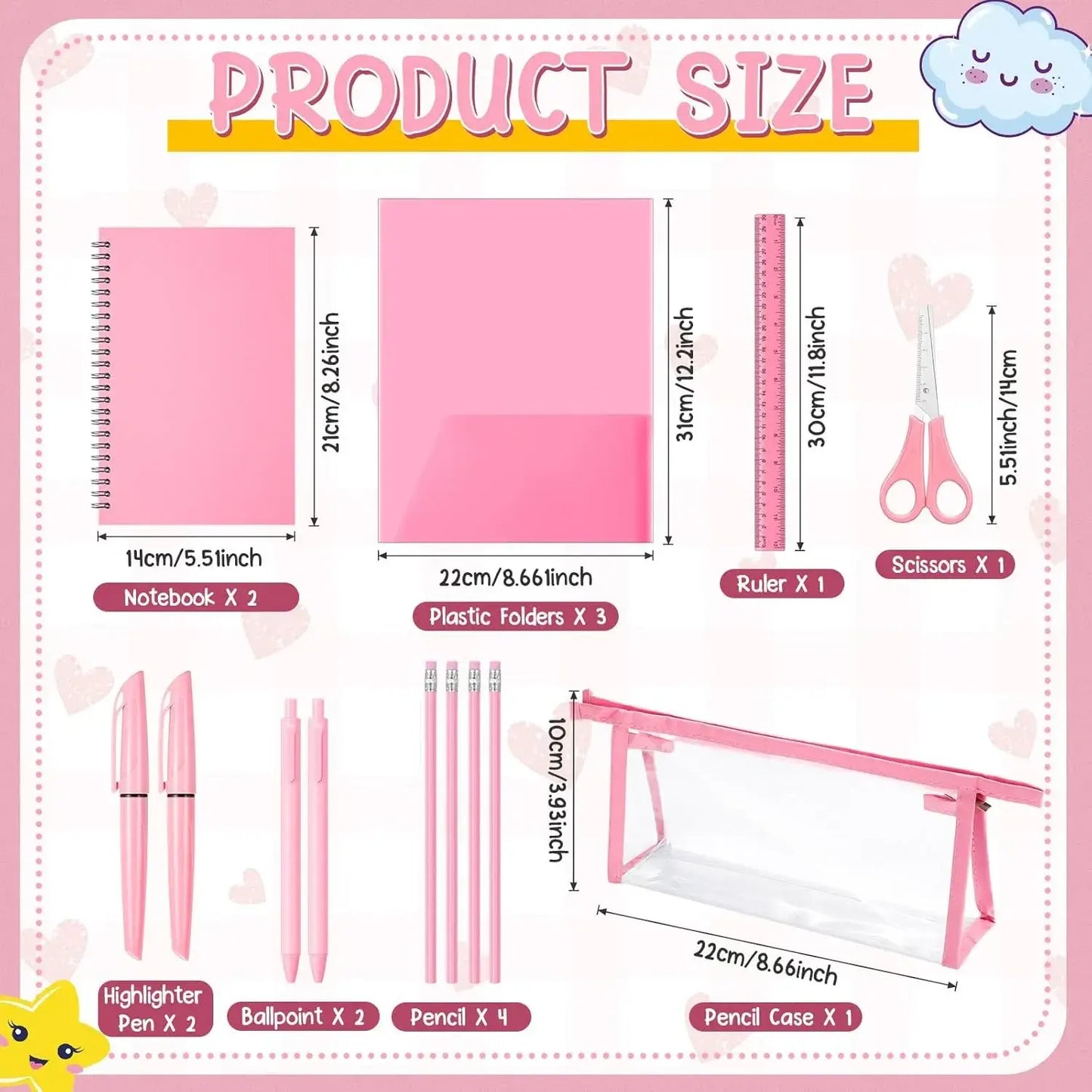 Lote de 48 piezas de material escolar – Set de papelería